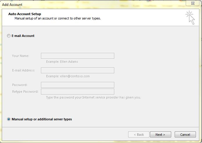 Setting up email in Microsoft Outlook 2013 - Step 1