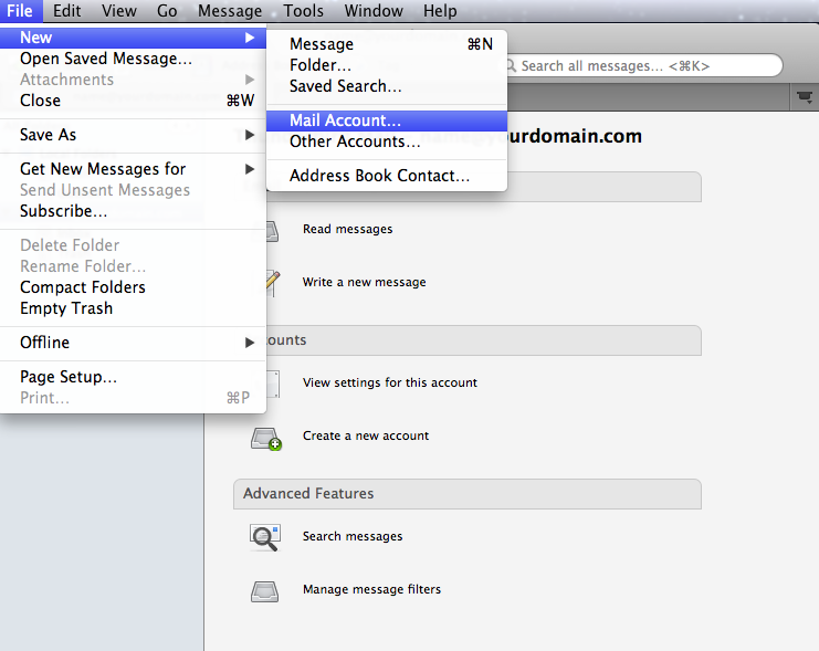 Setting up email in thunderbird - Step 1