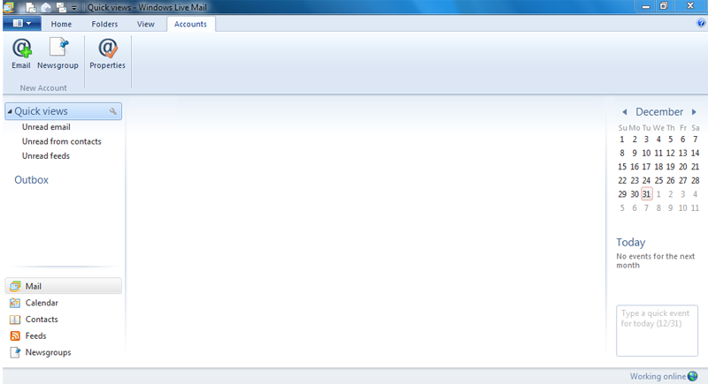 Setting up email in Windows Live Mail - Step 1