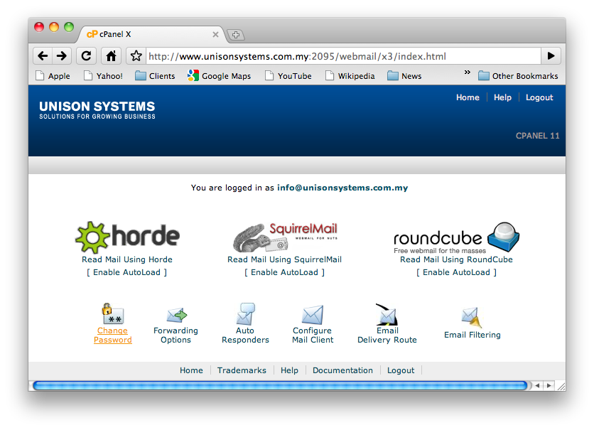 How to change webmail password