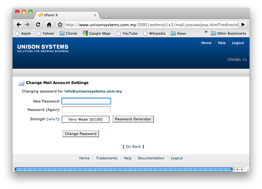 How to change webmail password
